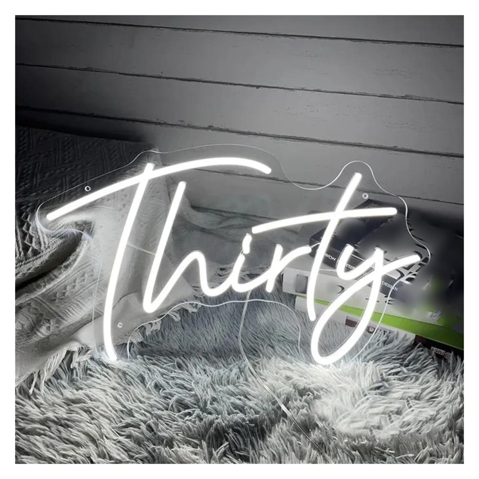 SHOUXI Sign Lamp Thirty Neon Sign, Thirty Talk Thirty to Me 30th Birthday Party, Home Wall Decor Birthday Party 35cm(White)