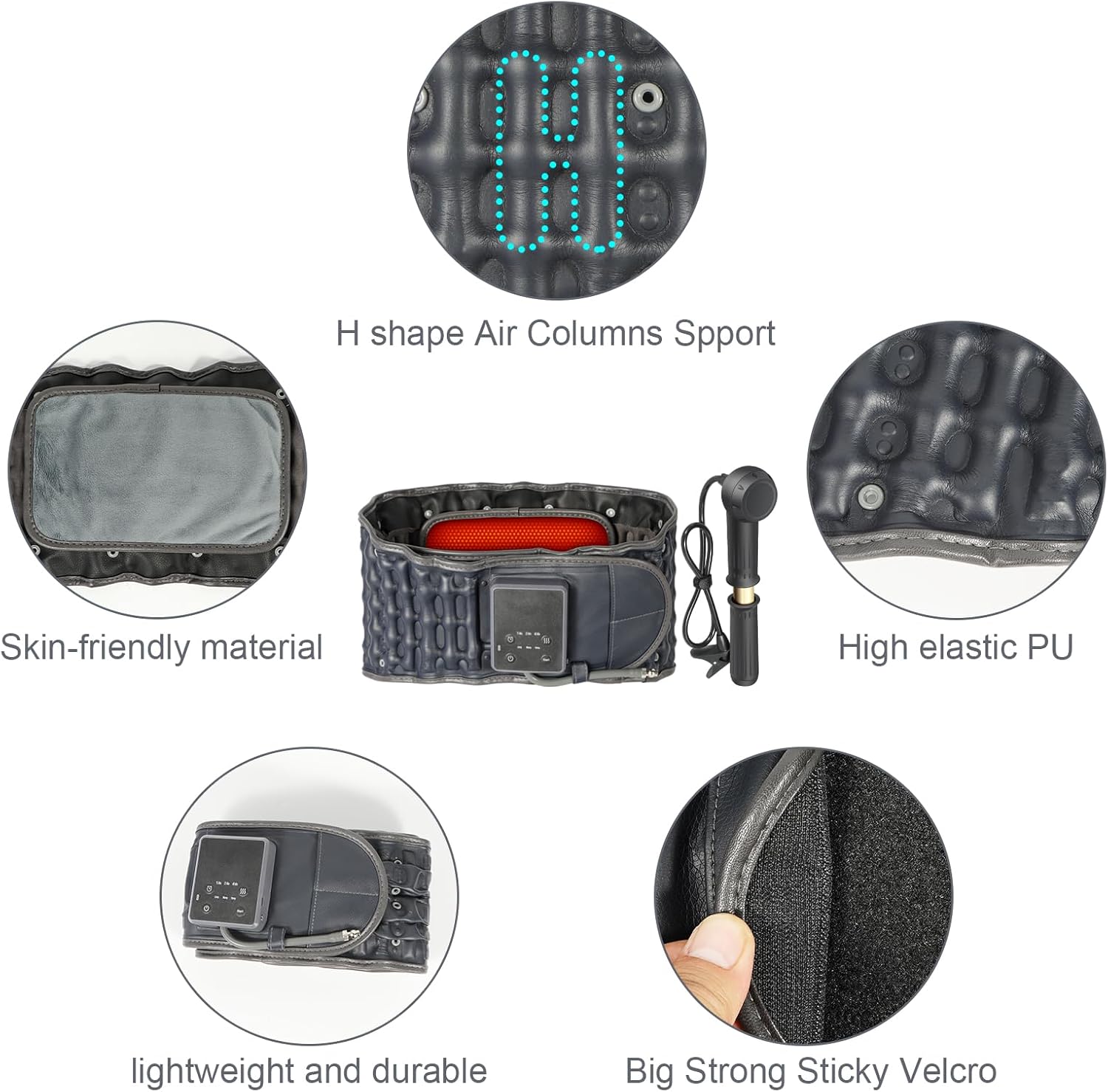 Decompression Back Belt with Cordless Heating Pad for Back, Lubar Support Belt and Back Reliver with Heat Pad for Women and Men, 4000mAh Rechargeable Battery, One Size Fits 29"-49" Waist