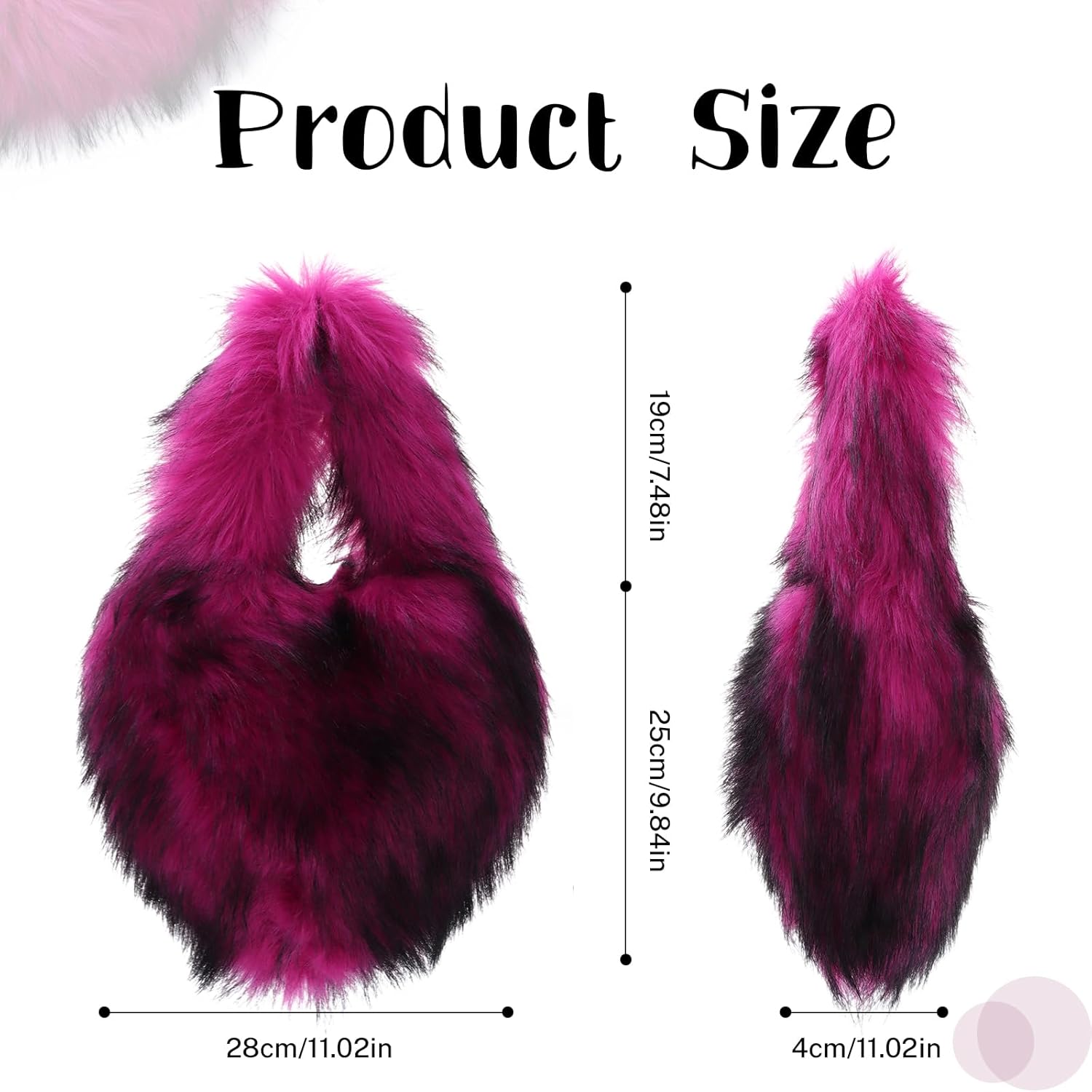 Heart Shaped Faux Fur Tote Bag for Women, Soft Plush Winter Handbag, Heart Furry Purse - Image 5