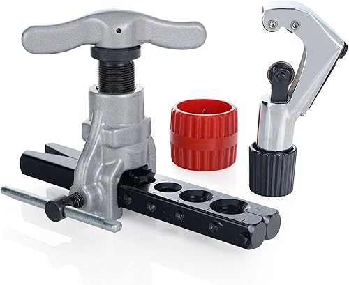 Miniatura 7 de Thorstone Juego de herramientas de abocinación de 7 troqueles  Tamaños 316 pulgadas -34 pulgadas  Juego de cono excéntrico resistente de 45 grados