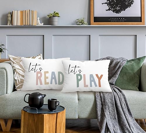 Miniatura 2 de FLDAS Let's Read Let's Play - Fundas de almohada decorativas, fundas de almohada de lectura con palabras coloridas para guardería, niños, sala de