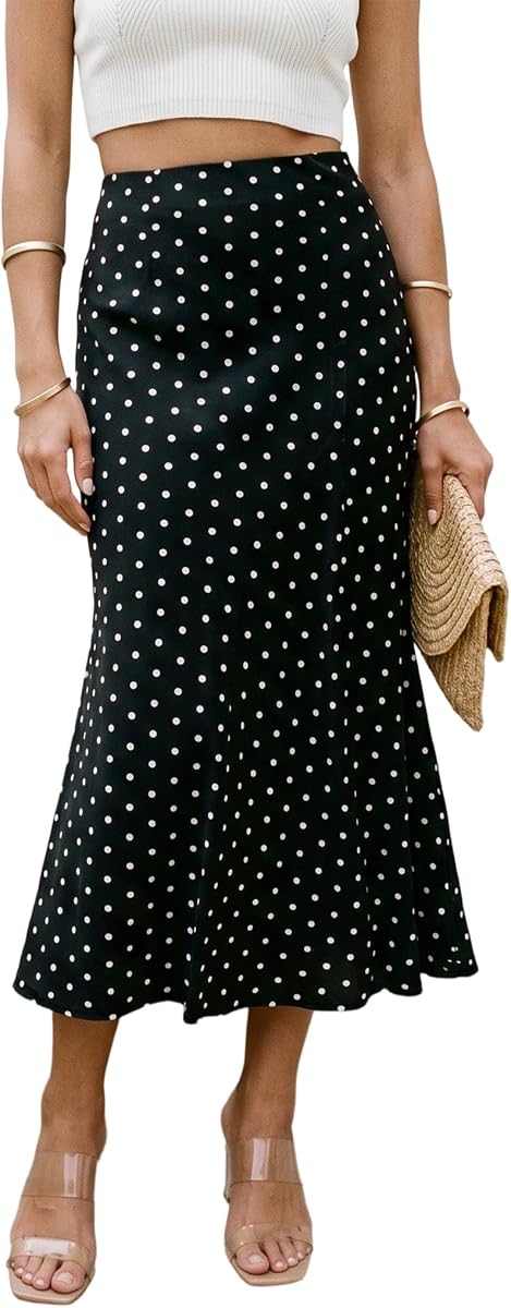 Falda midi para mujer Y2k satén fluido elástico cintura alta una línea faldas largas ropa de moda