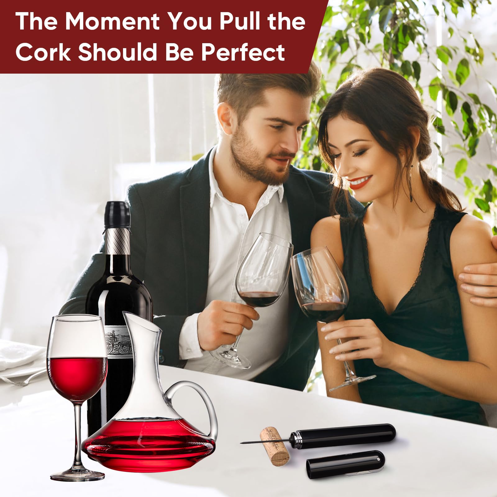 Set de Sacacorchos de Aire a Presión, Sacacorchos Manual, Tapones de Silicona para Botellas, Tapón Reutilizable para Botellas de Vino, Ideal para los Amantes del Vino