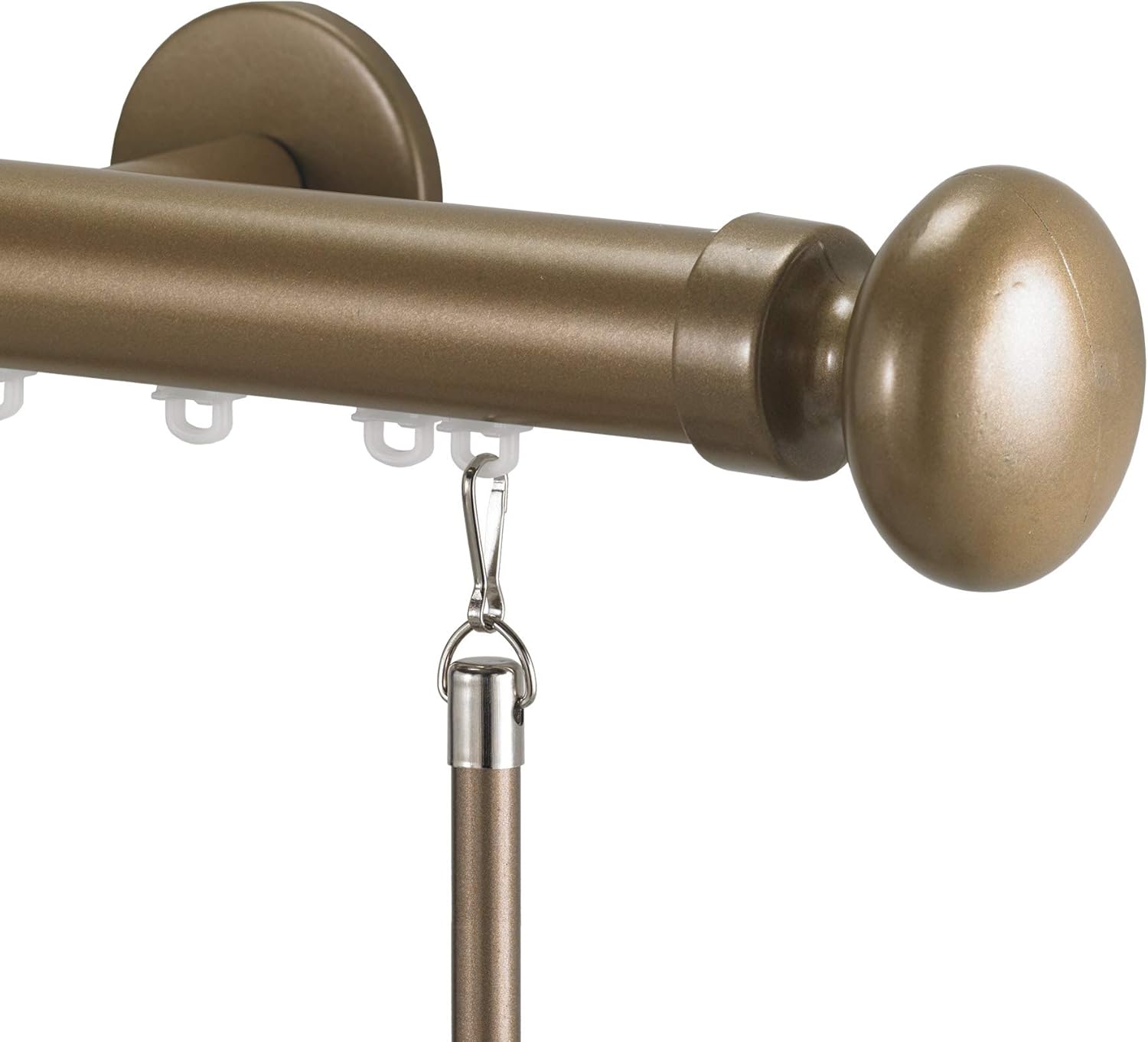 Tekno 25 Oval 1-1/8 Inch Diameter Single Traverse Window Curtain Rod Set, 132 Inch, Champagne