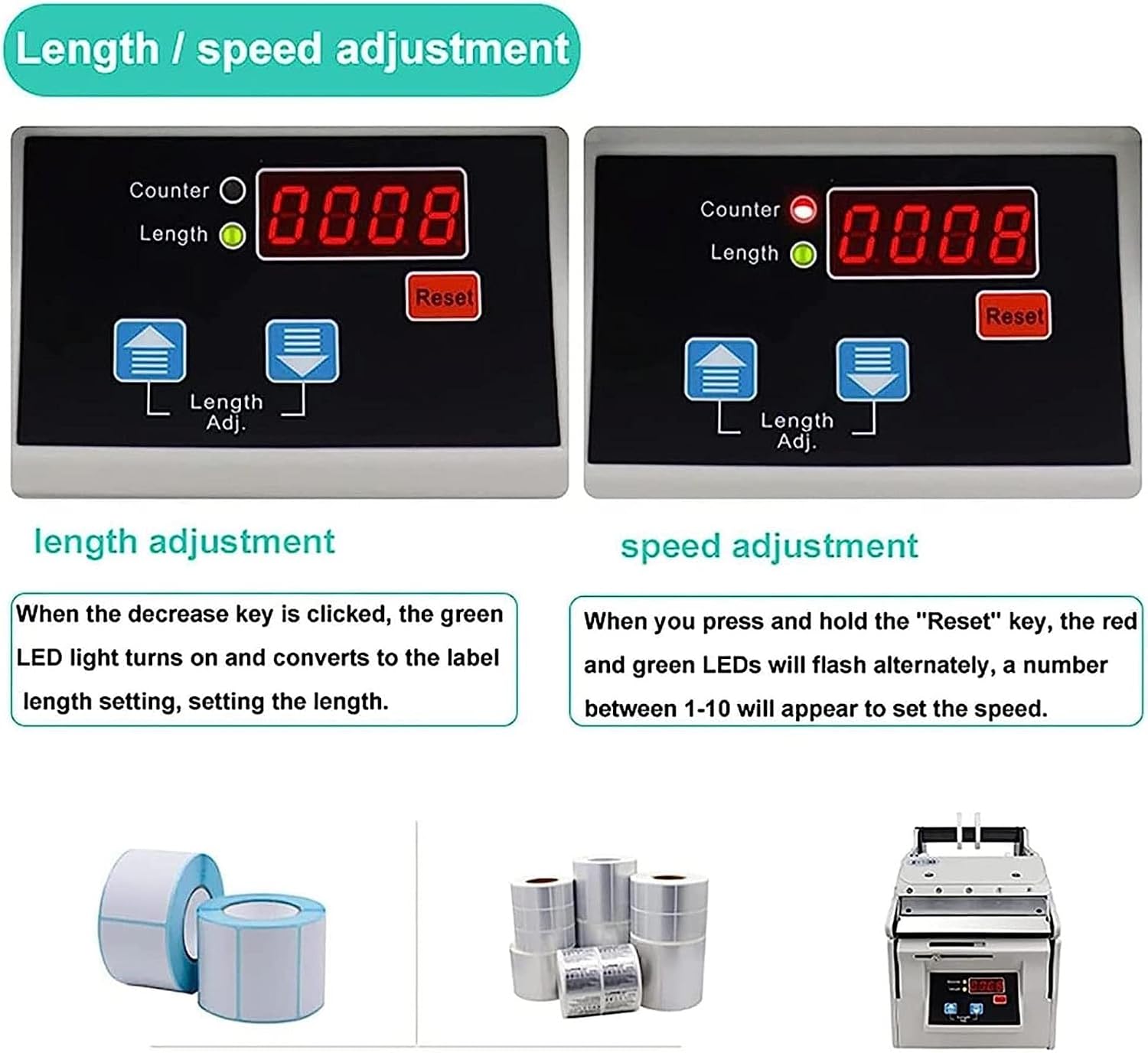 Commercial Automatic Label Dispenser, Speed Adjustable Label Dispenser Machine, with Led Digital Display, Automatic Count, for Home and Business Use