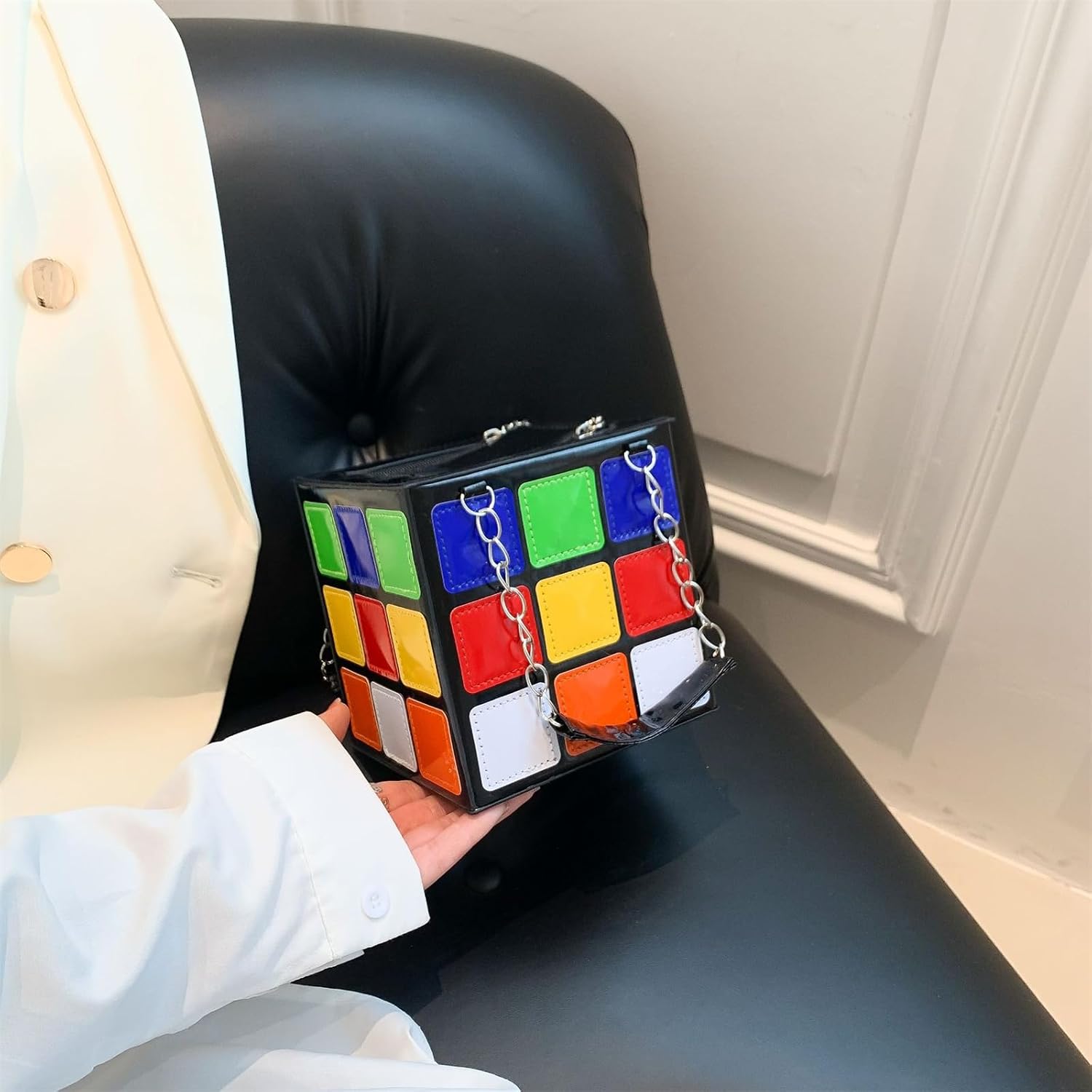 Women ' s Cute Cube Shape Handbag Square Box Shaped Clutch Bag, Colorful Shape Purse for Girl Valentine Gift Fashion Accessory Handbag