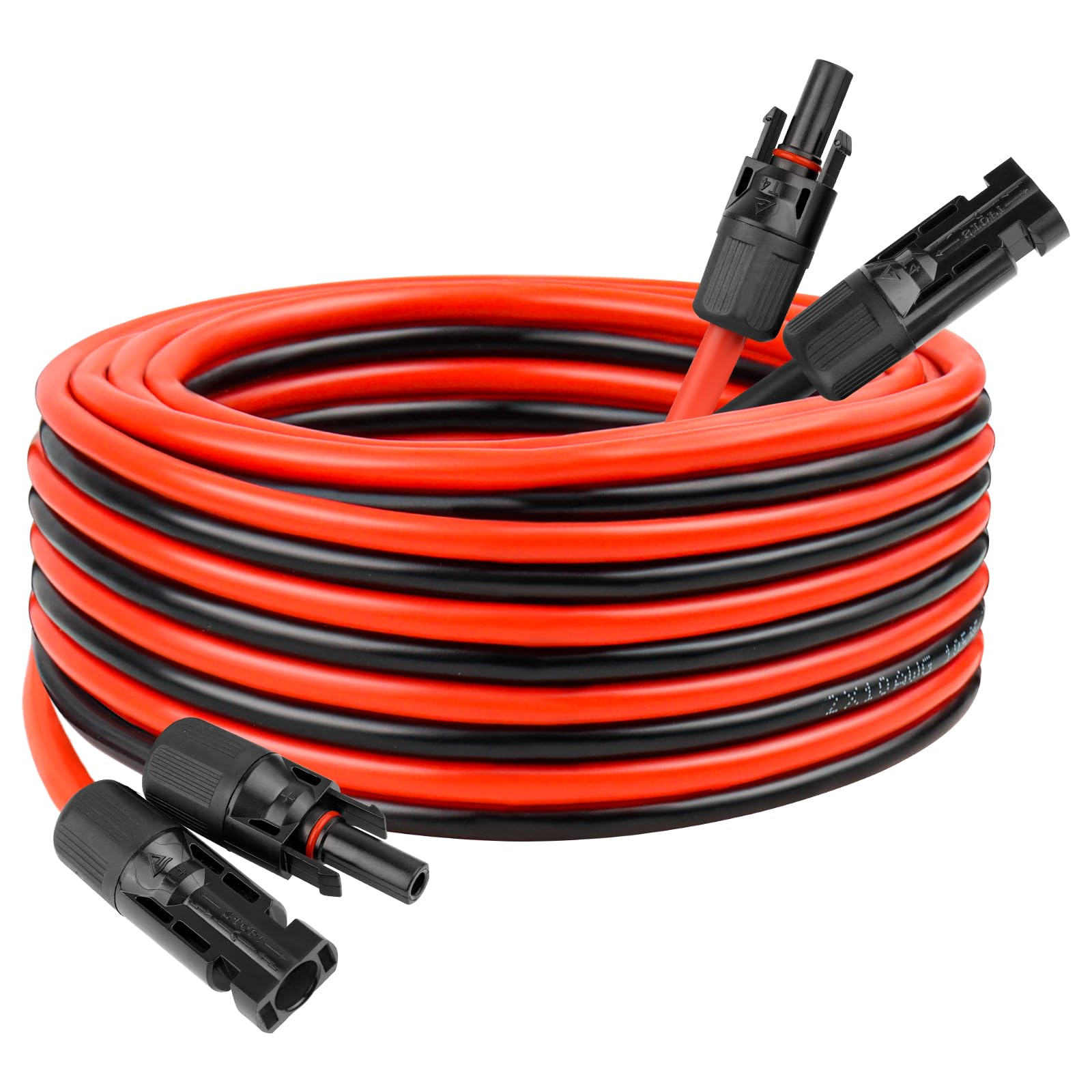 10 AWG Solar Extension Cable 15FT, Flexible Solar Panel Wire with Male to Female Connector Parallel Tinned Copper Wire for Solar Panel, Automotive, RV