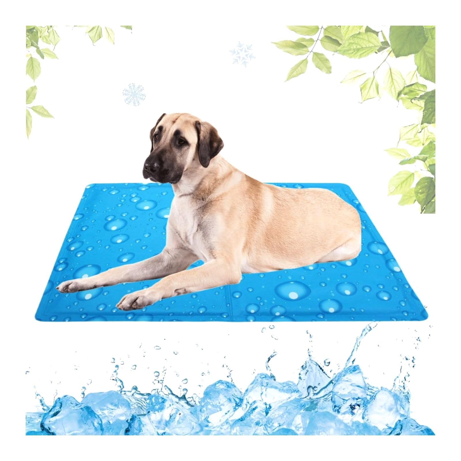 Generisch Cuscino refrigerante lavabile per animali domestici, tappetino refrigerante per cani con gel atossico, resistente ai graffi, ideale per l'estate calda (gocce d'acqua, 80 x 95 cm)