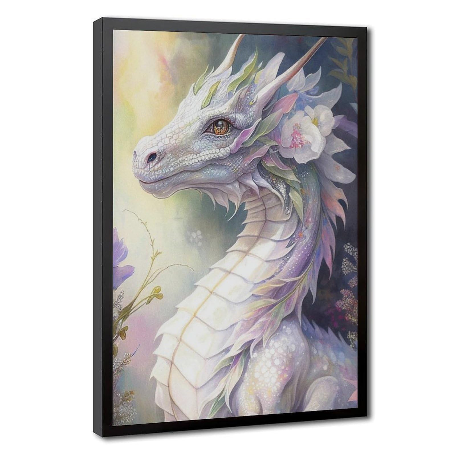 Bareronor Watercolor Dragon Poster (4) Canvas Poster Bedroom Decor Landscape Office Room Decor Gift 24" L X 36" W
