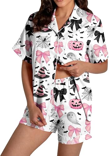 ASUIU Halloween Pajamas Cute Fall Long Sleeve Tops with Pj Pants Funny Lounge Sl