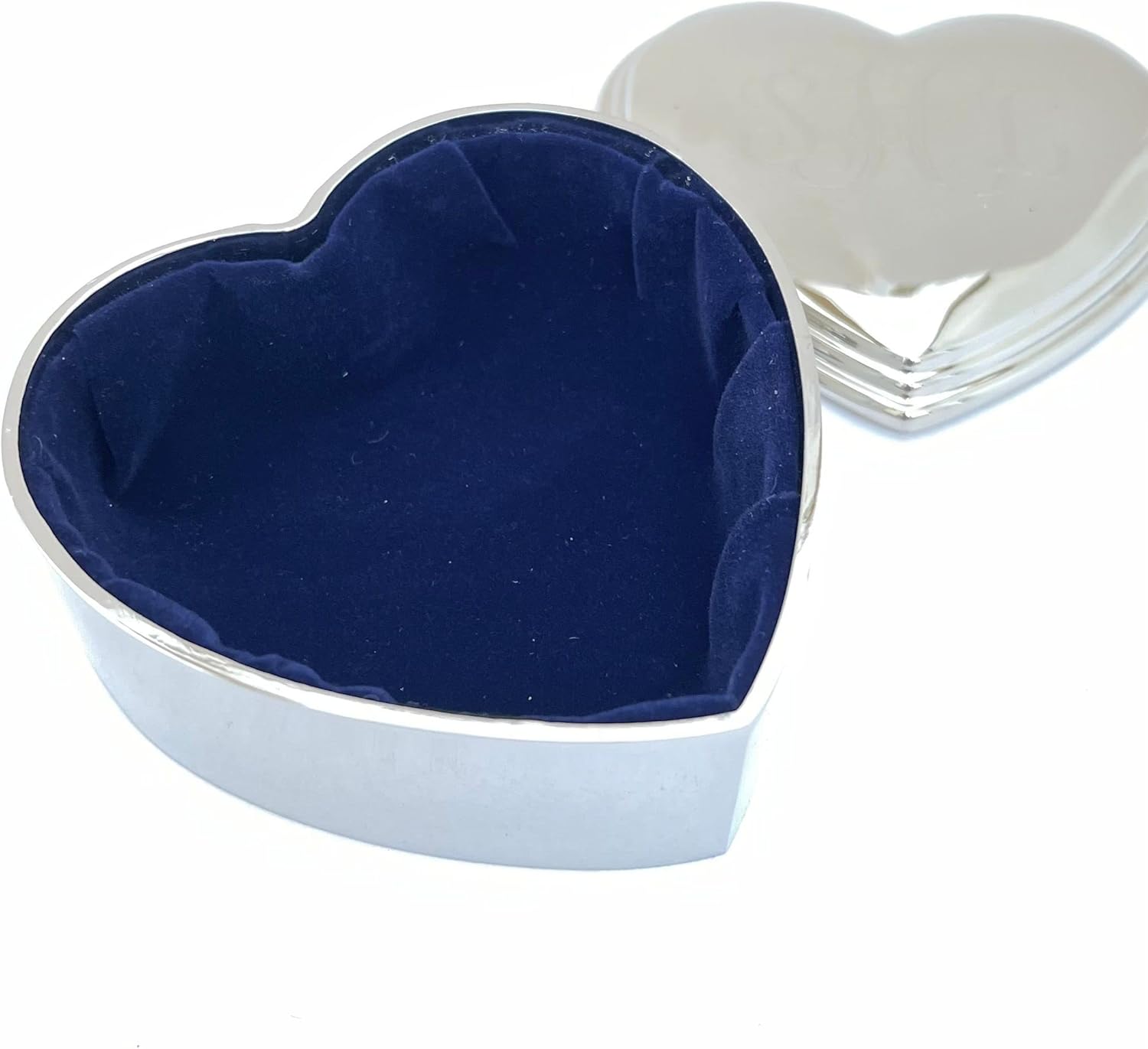 Personalized Heart Shaped Jewelry Box Nickel Plated Finish