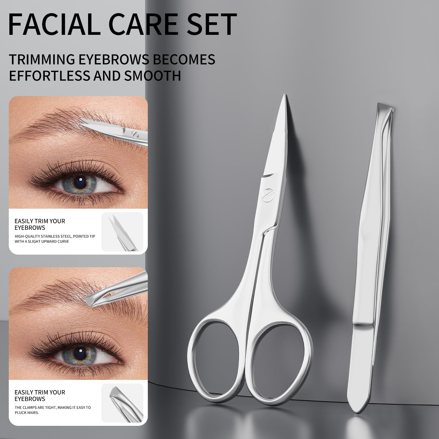 Set manicure professionale per uomini e donne, kit da 7 pezzi in acciaio inox con tagliaunghie grande, kit manicure da viaggio in custodia in pelle PU nera