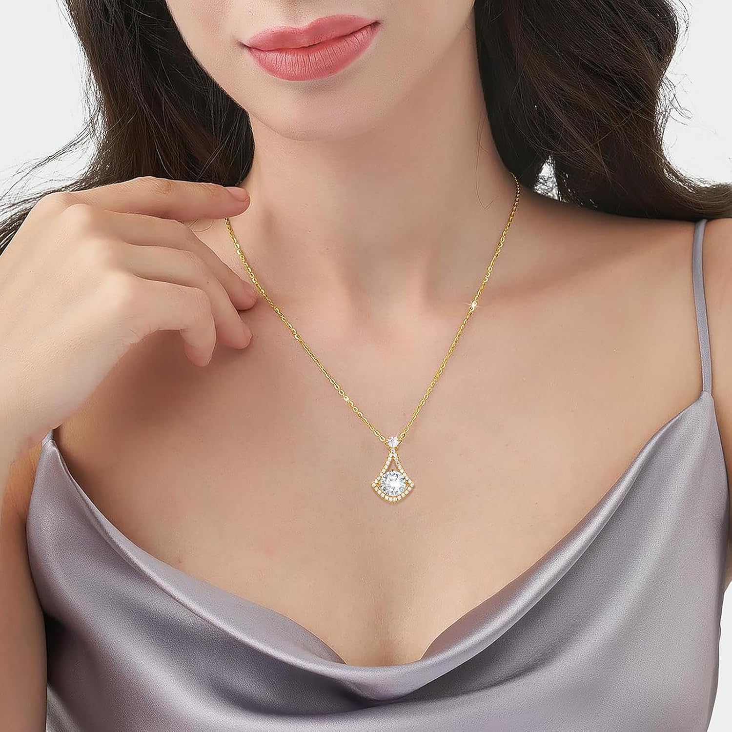 Moissanite Necklace Pendant Gift for Women, 925 Sterling Silver 18K White Gold Vermeil Hypoallergenic 1.0-4.0CT Moissanite Valentines Pendant for Her, Anniversary Day, Birthday, Wedding - to My Wife, Mom - Image 7