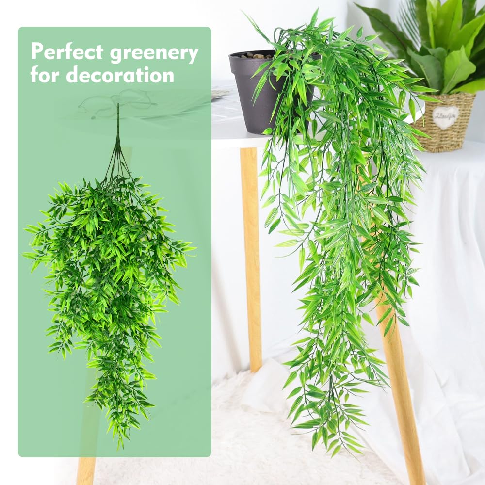 Amazon.de: SCHYIDA Kunstpflanzen Hngend, 4Pcs Bambus Bltter Deko  Hngepflanze Knstliche Pflanzen Hngend 83CM Plastikpflanzen Hngend wie  echt Kunst Hngepflanze Knstliche Hngepflanze fr Balkon, Zuhause