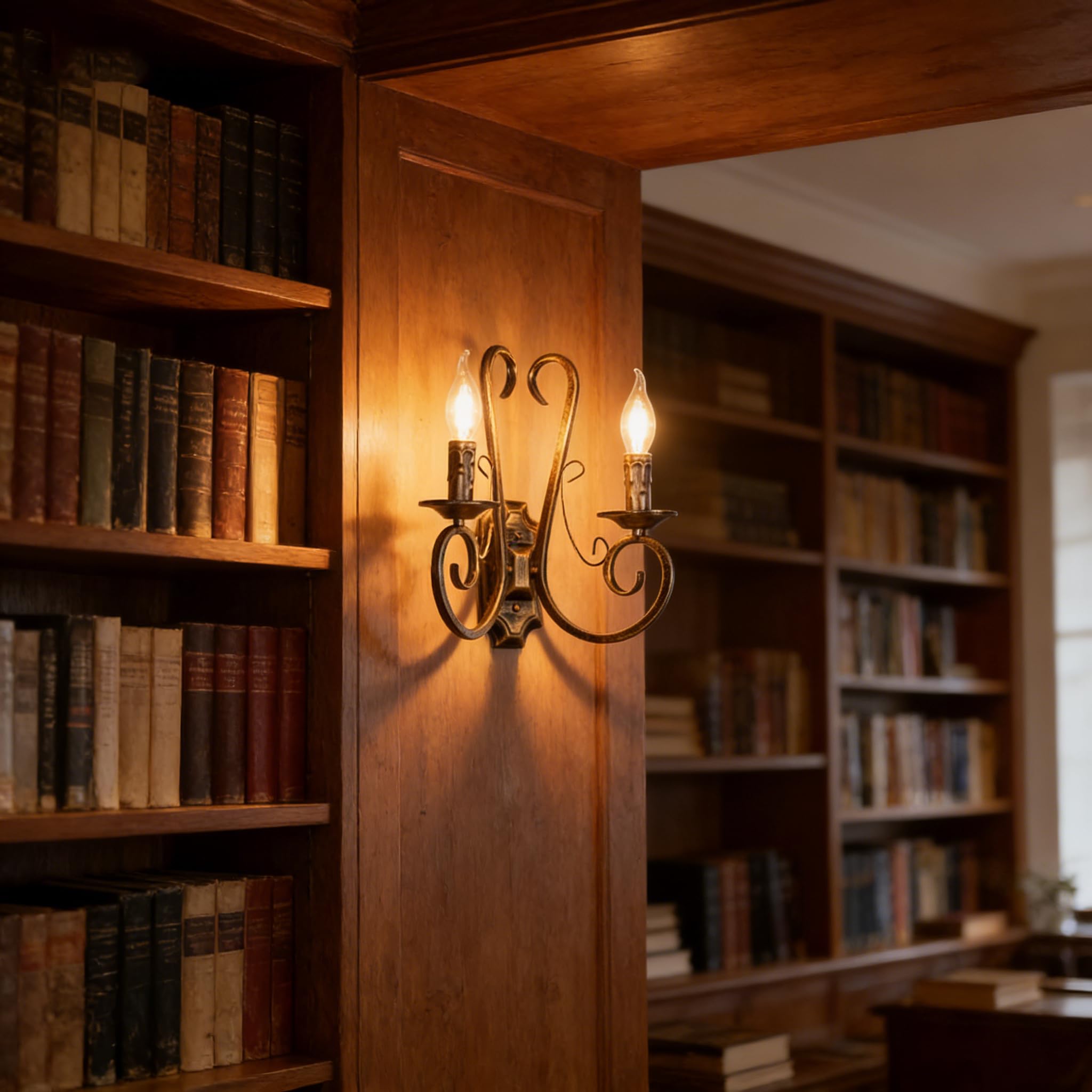 2 Lichts Wandleuchte, E14 Retro Wandlampe Vintage Französisch | Traditionelle Bronze, Rustikale Wandleuchte Innen für Schlafzimmer, Wohnzimmer, Treppen, Flur, ohne Leuchtmittel