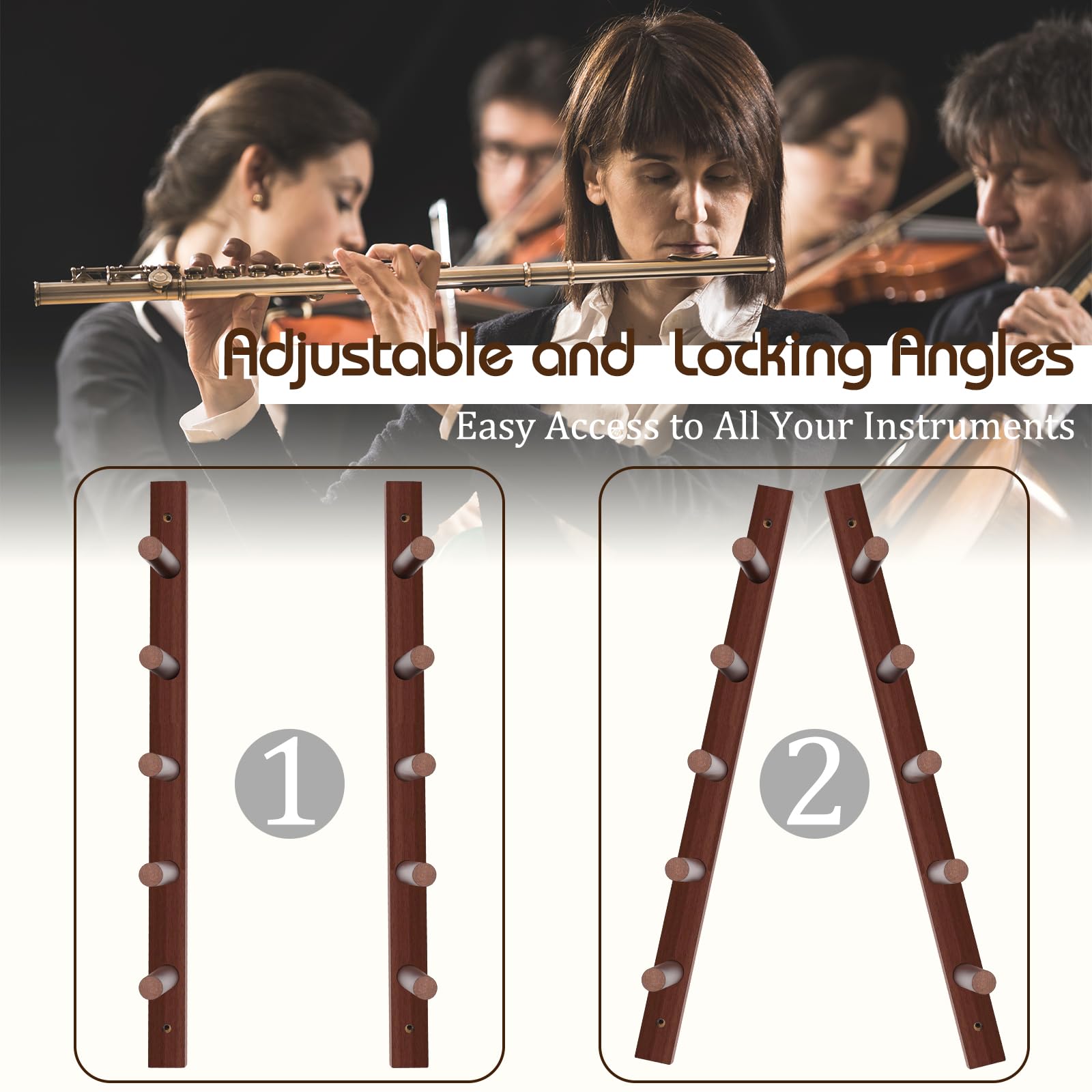 Sintuff Support mural pour flûte en bois pour 5 flûtes et piccolos, cadeau unique pour musiciens et collectionneurs