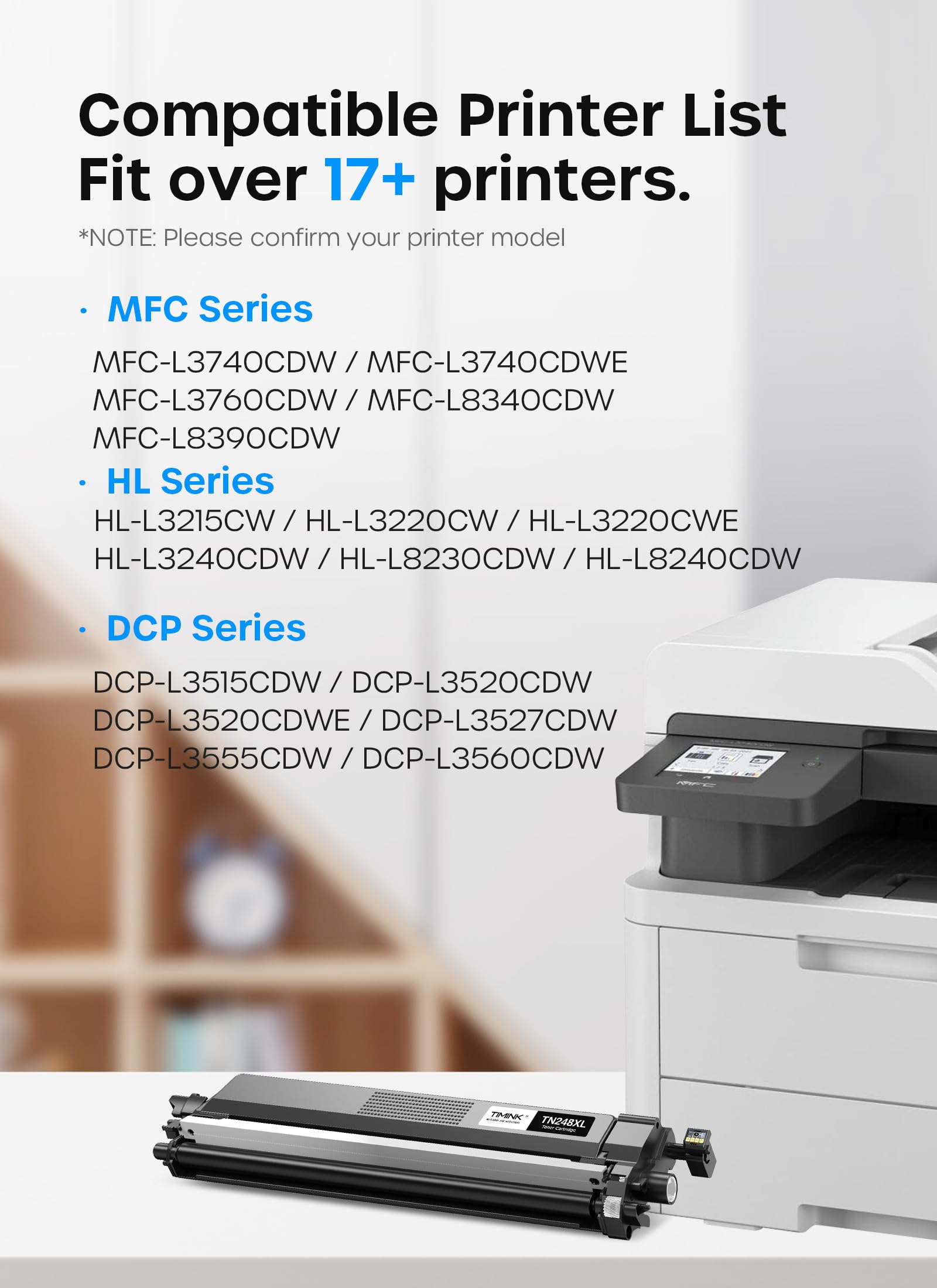 TN248XL TN-248 Compatibile per Brother TN248 TN248bk TN248XL Compatibile per Brother DCP-L3560CDW MFC-L8340CDW MFC-L3760CDW MFC-L3740CDWE HL-L3220CWE DCP-L3520CDW HL-L3240CDW(4 Pack)