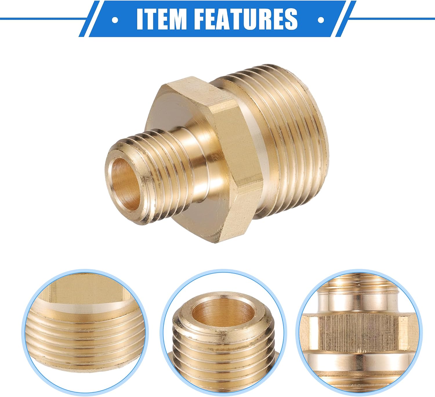 Pressure Washer Connector, G1/4" to M22x1.5 Male Adapter Brass Screw Hose Connector Universal for Pressure Washer Quick Connect Brass Copper Tone 1pc