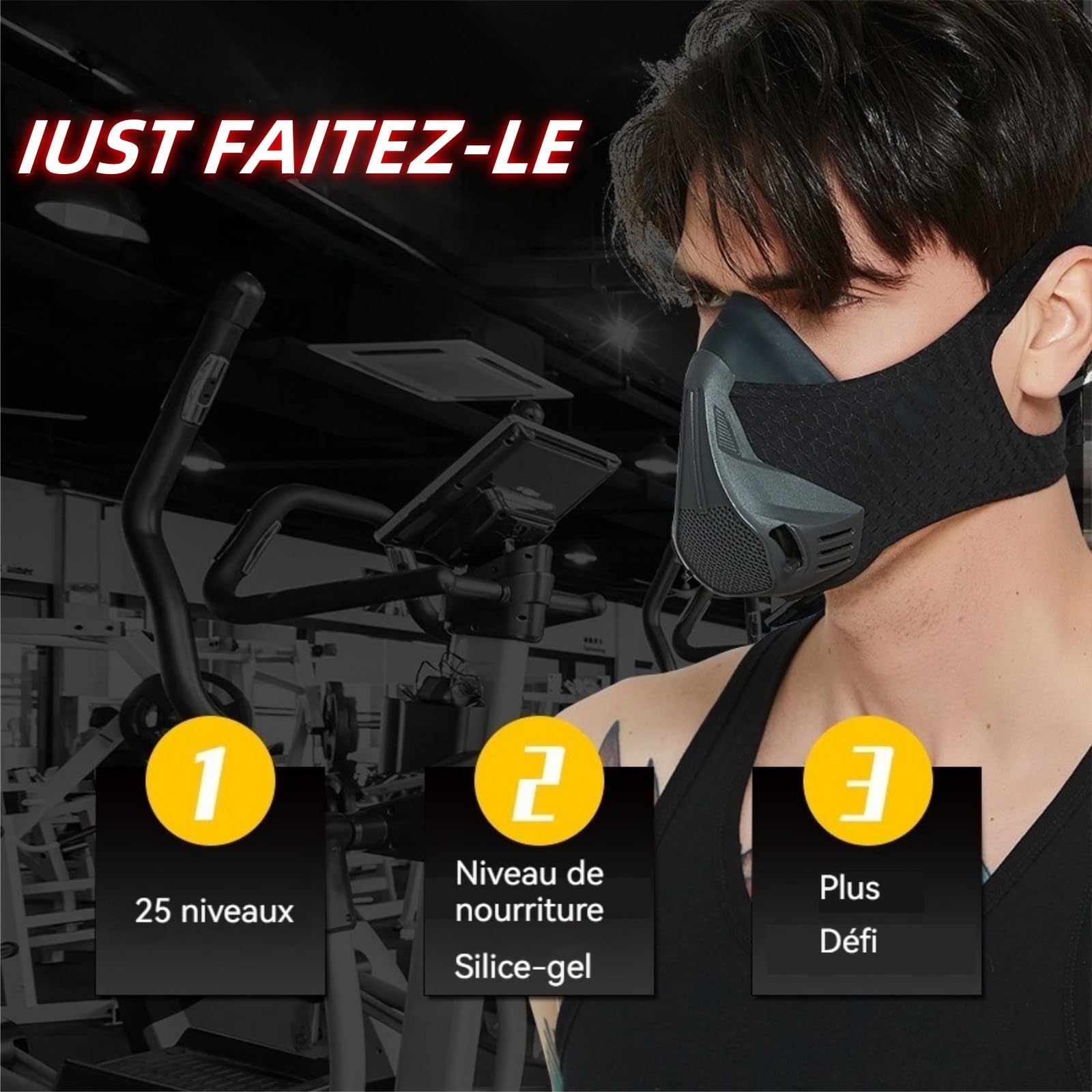Sport Masks for Fitness Running Training High Altitude Face Mask for Resistance,Cardio,Endurance Improving (Blanc, M)