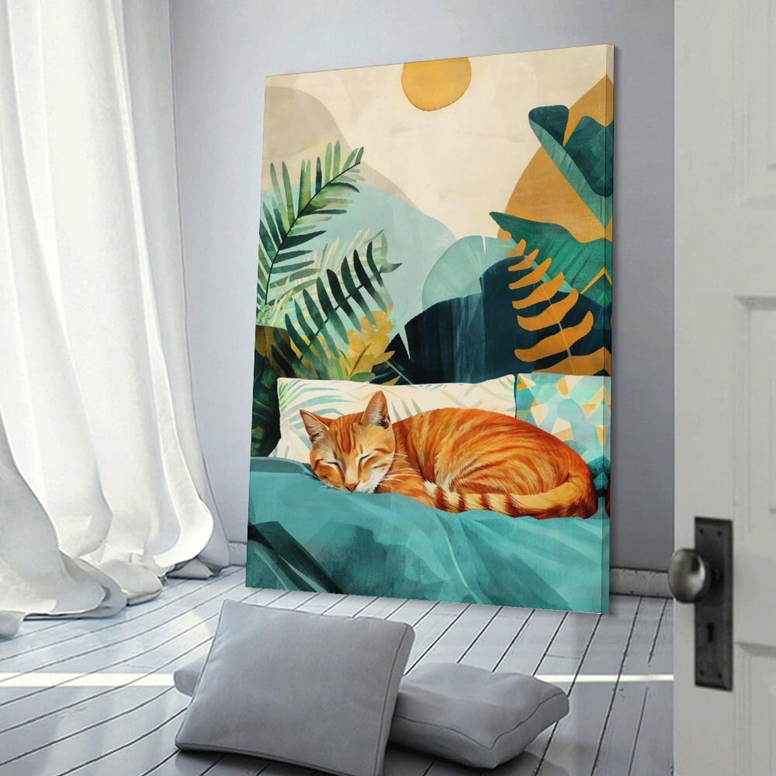 Junmoney Cats Lilfe Canvas Wall Picture 20x30inch(50x75cm), for Picture Wall Styling in Lounge Or Bedroom, Decorative Artwork with Flexible Styling