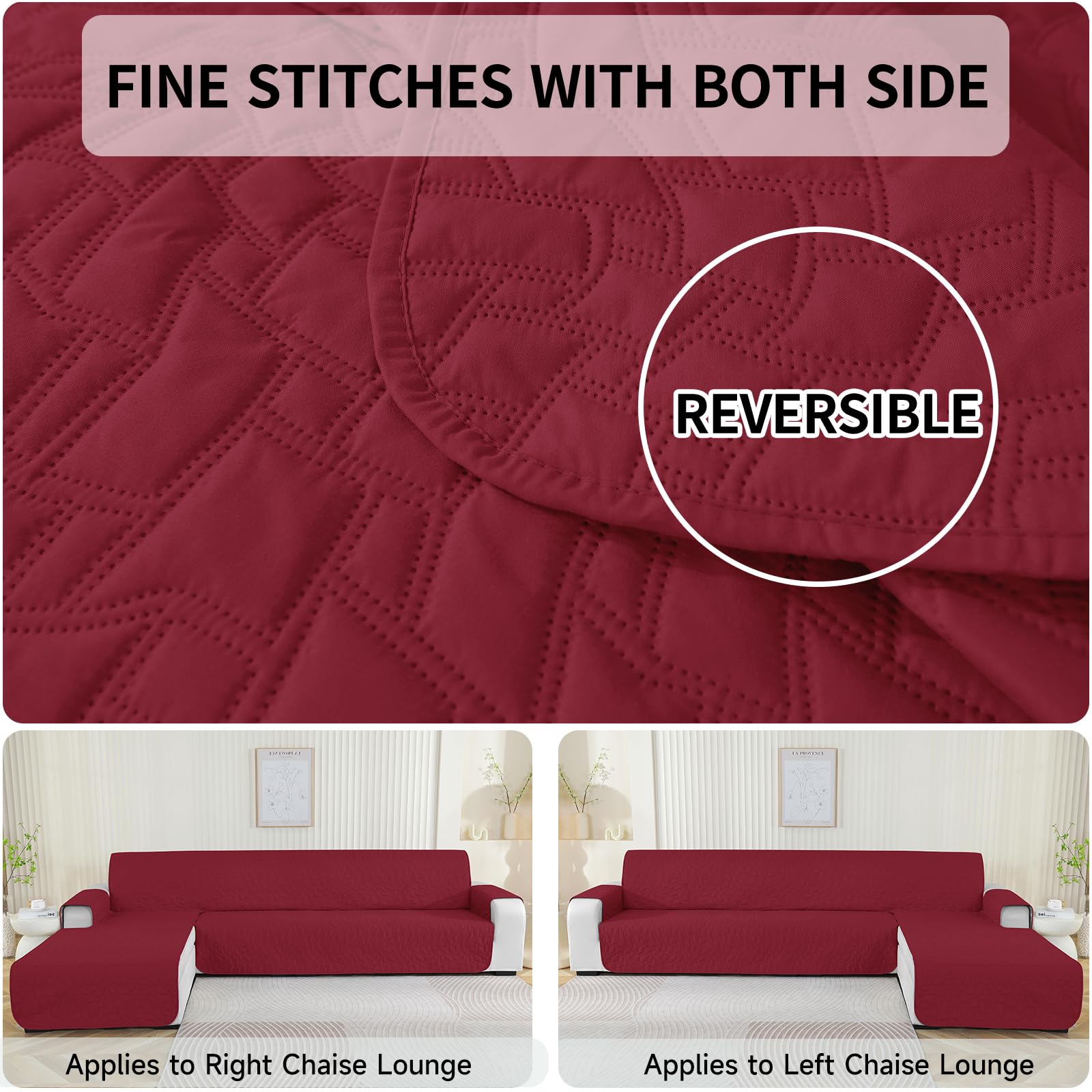 Ystyle Copridivano 3 Posti Con Penisola, Copridivano Angolare, Copri Divano Angolare Con Penisola A Sinistra Destra, Copridivano Chaise Longue, Copridivano L (255cm, Borgogna)