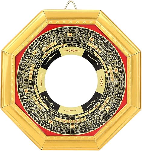 TOPINCN Espejo Bagua, espejo tradicional chino de Feng Shui, espejo cóncavo, exorcismo, amuleto de exorcismo, artesanía de la suerte (13.5 cóncavo)