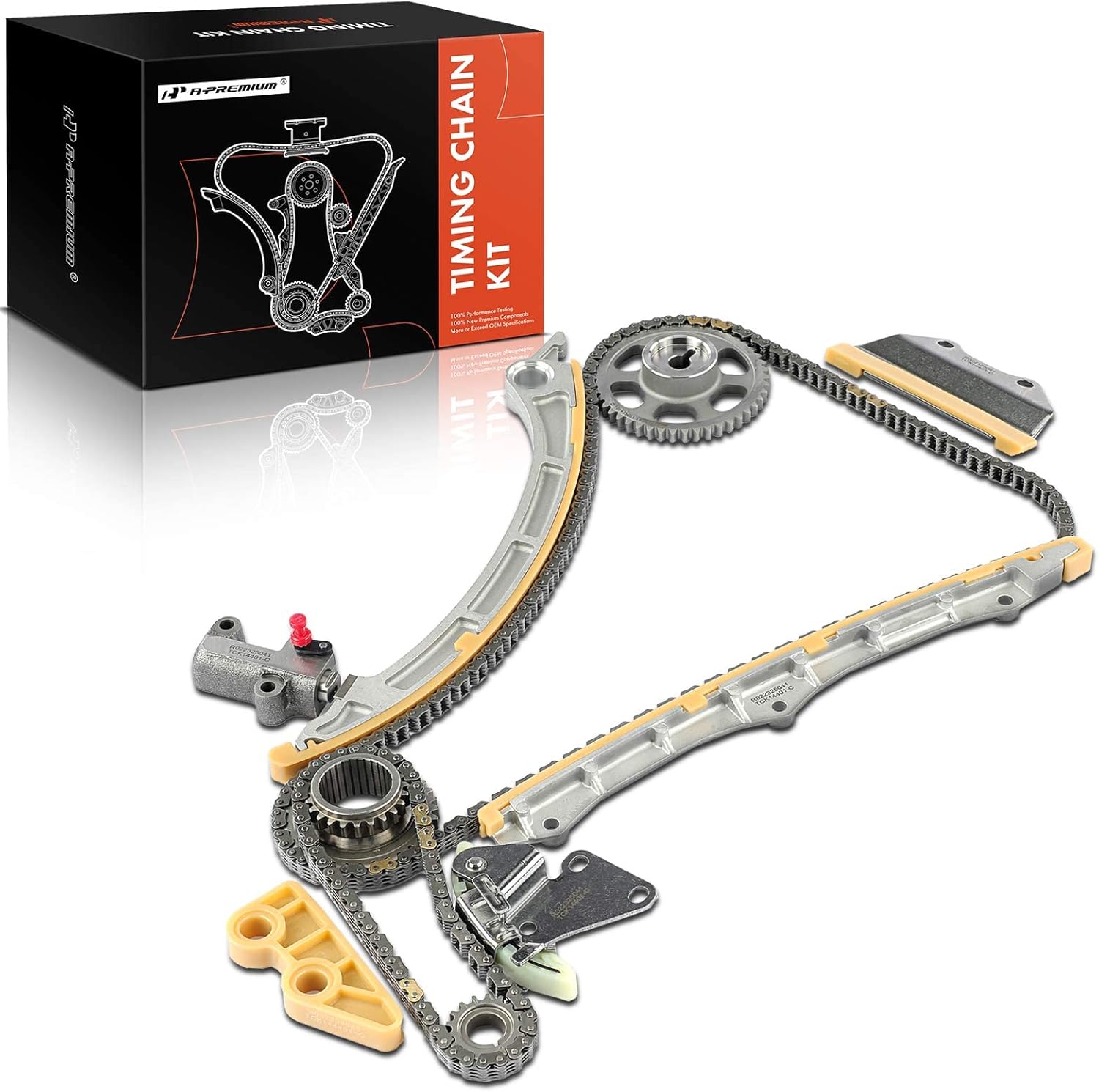 A-Premium Engine Timing Chain Kit W/Tensioner & Guide [DOHC, L4 2.4L Only] Compatible with Acura ILX 13-15, TSX 09-14 & Honda Accord 08-12, Civic 12-15, CR-V 10-14, Crosstour 12-15, For# 14401R40A01