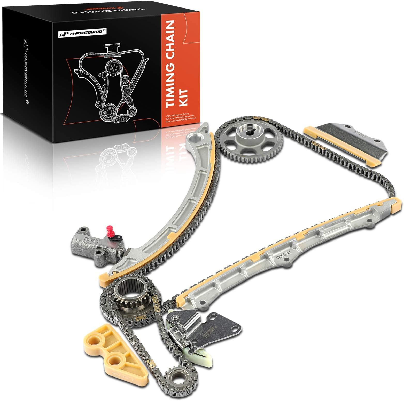 A-Premium Engine Timing Chain Kit W/Tensioner & Guide [DOHC, L4 2.4L Only] Compatible with Acura ILX 13-15, TSX 09-14 & Honda Accord 08-12, Civic 12-15, CR-V 10-14, Crosstour 12-15, For# 14401R40A01