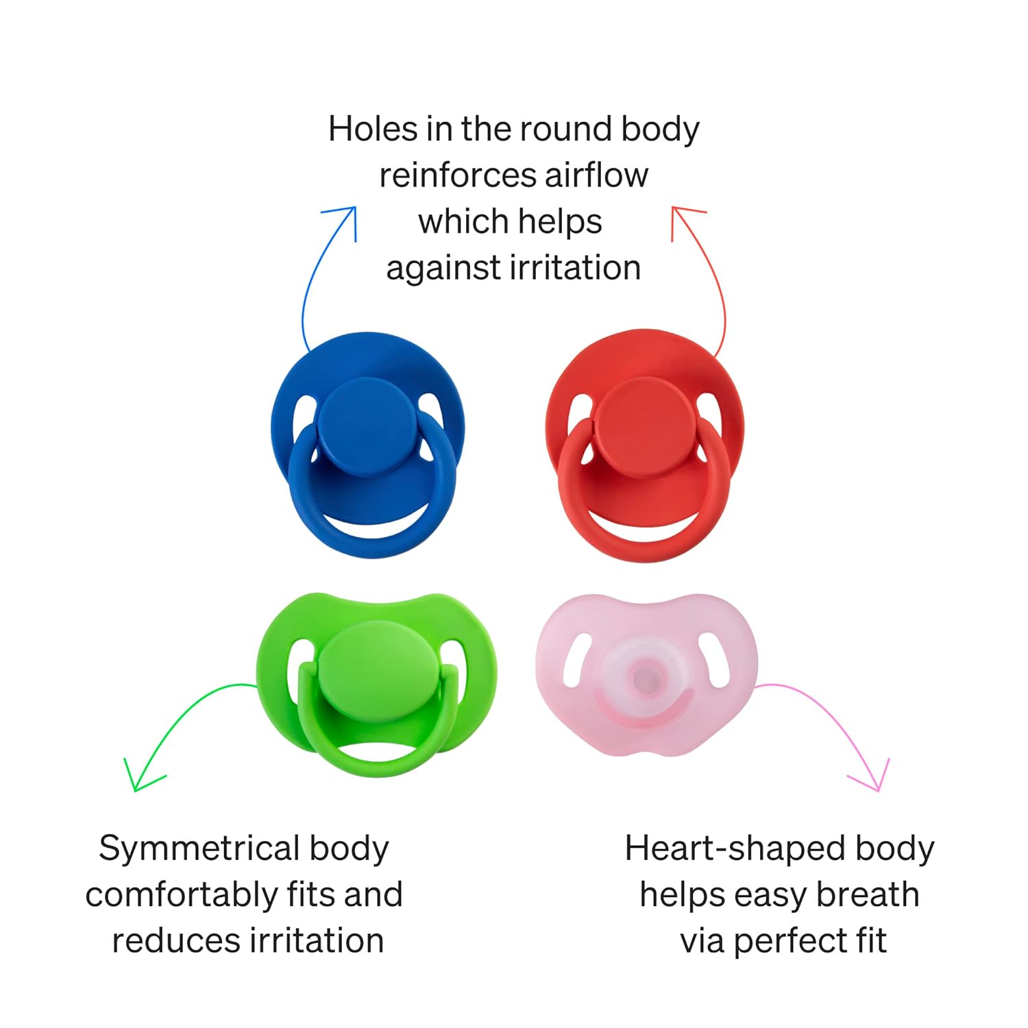 Pacifier Starter Kit by LoveNoobs, 4 Pack, Pacifiers 0-6 Months, Baby Starter Kit, Newborn Silicone Dummy, Orthodontic, Teething Soothers, Newborn Gift, Pink Pink/Red 4 image 5 of 6 B0BMGPG3HC