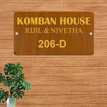 SIGNOOGLE Customised Name Plate For Home Entrance Acyrlic 3D Outdoor House Wall Decoration (L x H 12 x 6 Inch)