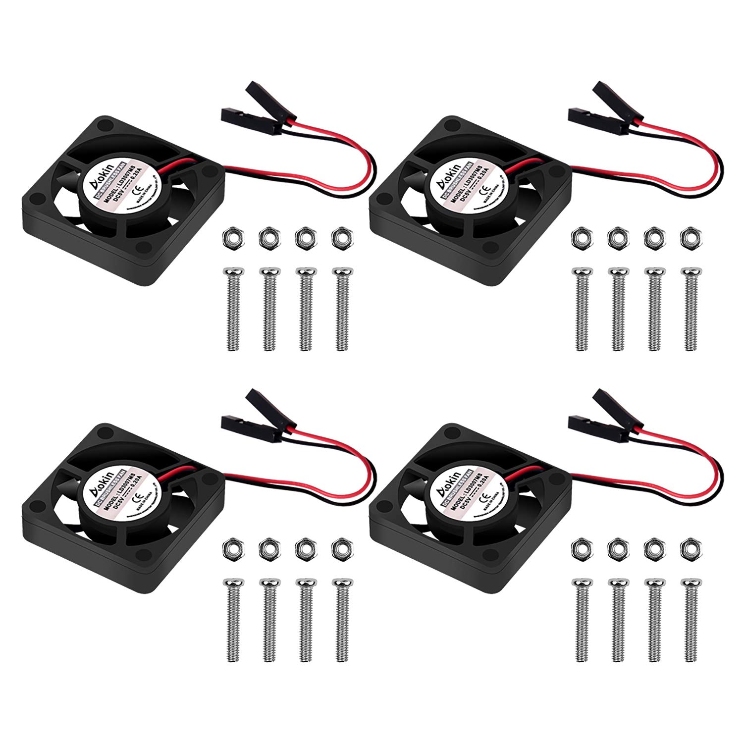 Aokinfor Raspberry Pi Cooling Fan DC 5V/3.3V Brushless CPU Cooling Fan with Screws for Raspberry Pi 4 B, Pi 3 B+, Pi 3 B, Pi 2 B, Pi 1 B+, RetroFlag NESPI Case, etc, 4 Pack