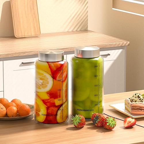 Miniatura 7 de Botellas de vidrio de gran capacidad de 27 onzas con tapa para mezclas de proteínas, botella de agua para jugos, licuados, alimentos secos, viajes y
