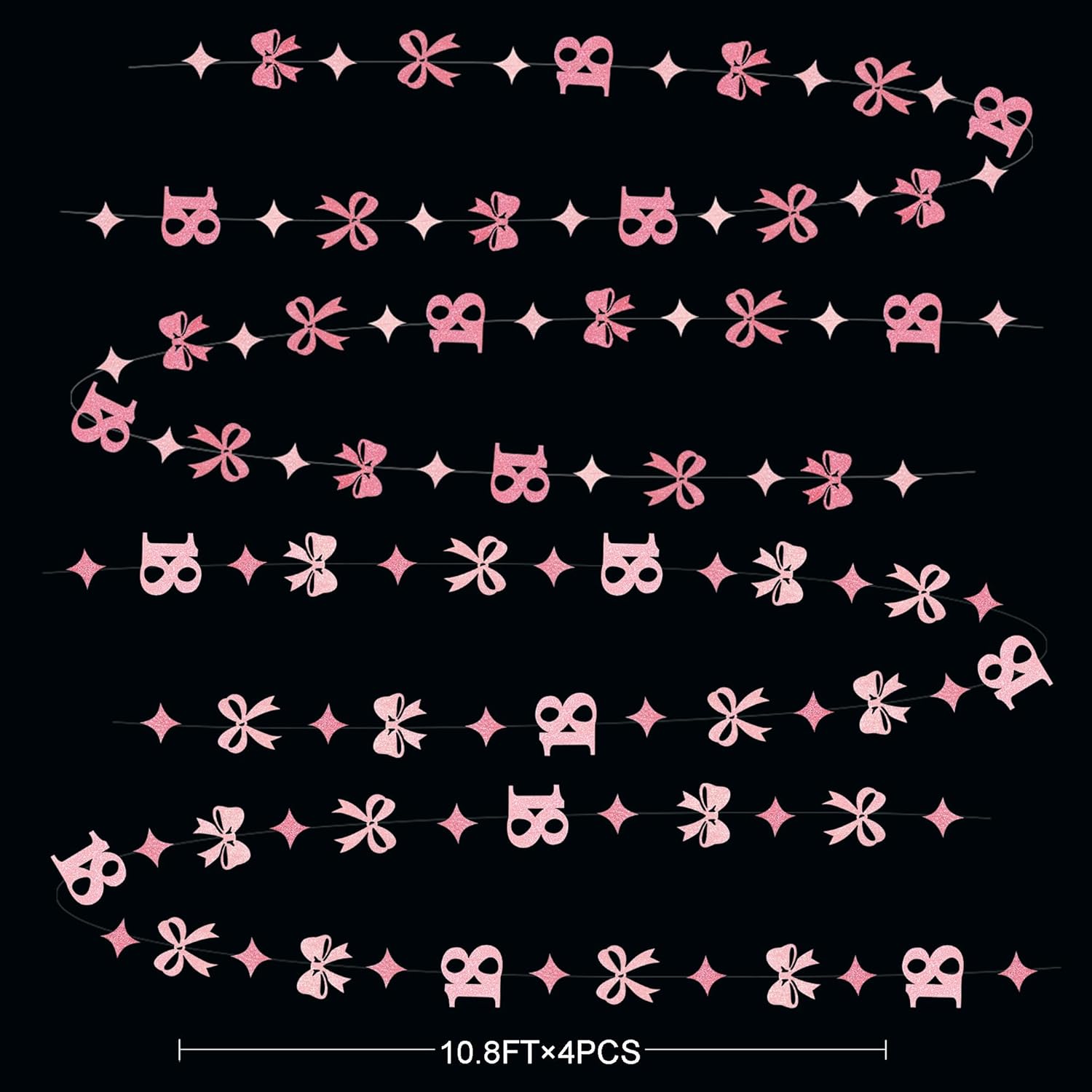 Glitter Pink 18th Bow Birthday Decorations Hot Pink Conquette Bow Garland Streamer Banner Backdrop for Girls Happy 18th Birthday Time to Adult Cheers to 18 Years Old Anniversary Party Supplies - Image 2