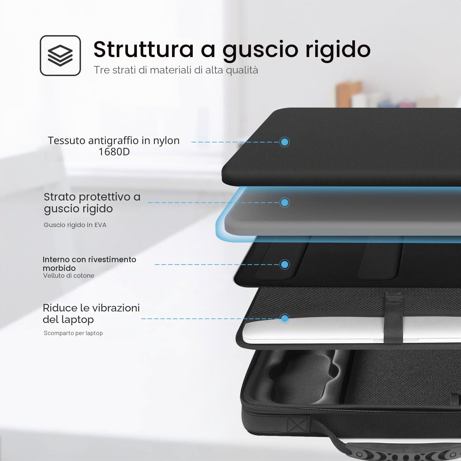 Smatree Borsa a Tracolla Valigetta da 15,6 pollici, Custodia Rigida per Laptop Compatibile con MacBook Pro 16 pollici 2021/2019 e 15,4 pollici, Custodia per Laptop con Scomparto per Accessori - Nera