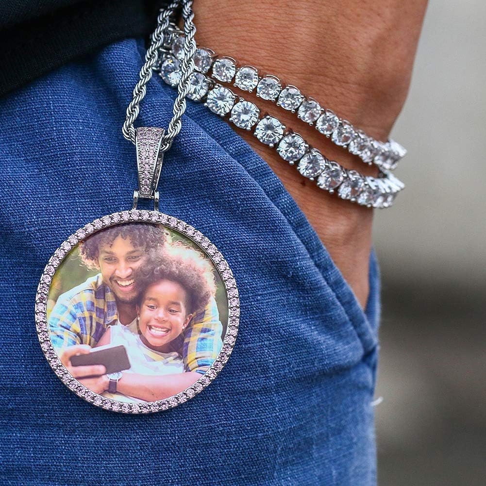 YIMERAIRE Oversized Large Custom Picture Necklace Pendant Personalized Photo Necklace Iced Out Necklce for Men