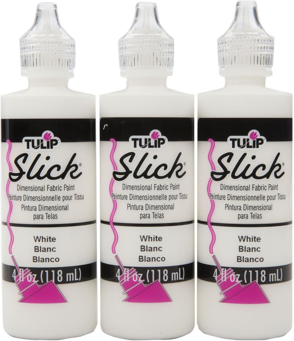 Tulip Dimensional Fabric Paint 4 oz Slick White 3 Pack, 4 Fl Oz (Pack