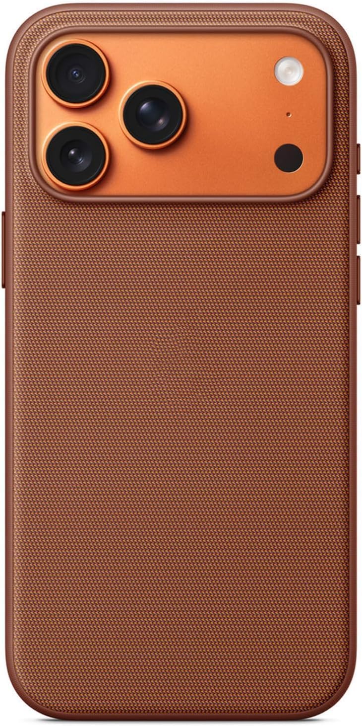 QHOHQ for iPhone 17 Pro Max (6.9 Inch) Luxury Vintage TechWoven Back Cover Case | Premium Woven Fiber Design | Shockproof Slim Fit Protective Case with Wireless Charging Support (Sienna Brown)