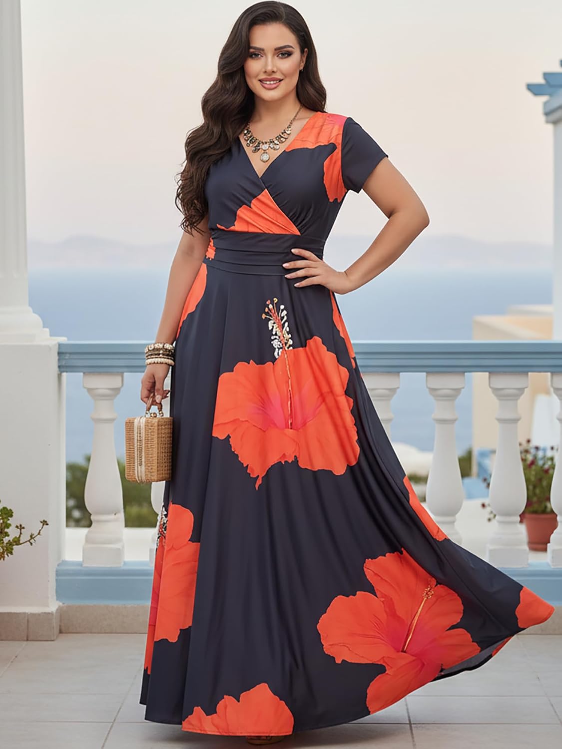 KOH KOH Womens 2026 Long Modest Floor Length Flowing Summer Print Maxi Dress Gown