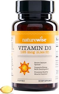 NatureWise Vitamin D3 5000iu (125 mcg) 90-Day Supply for Immune Support, Healthy Muscle Function, and Bone Health - Non-GMO, Gluten-Free in Organic Extra Virgin Olive Oil, (Mini Softgel), 90 Count
