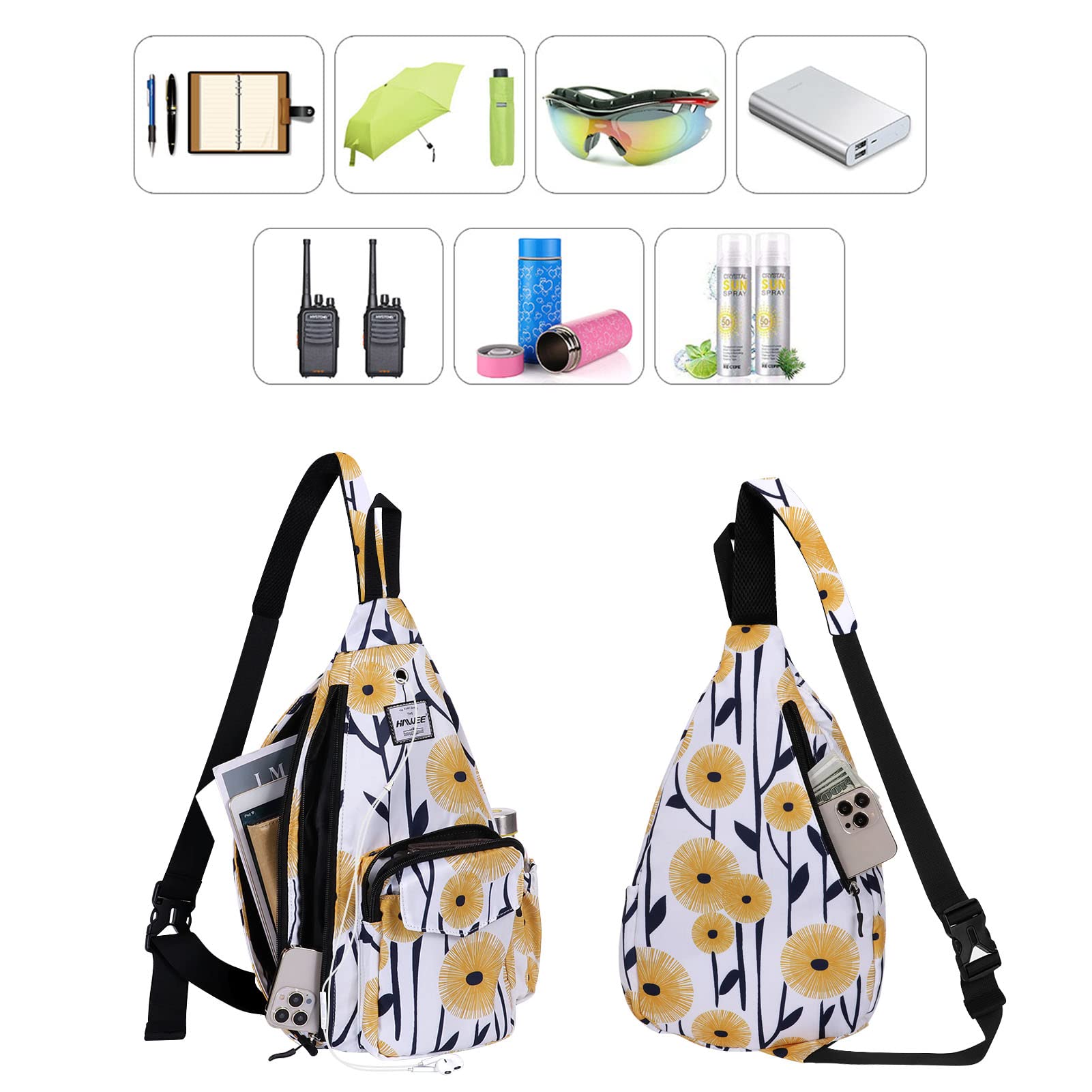 Borsa a tracolla in corda per donne e uomini, stile casual, con tracolla regolabile, per viaggi e sport, Dente di leone, One Size, Zaino daypack