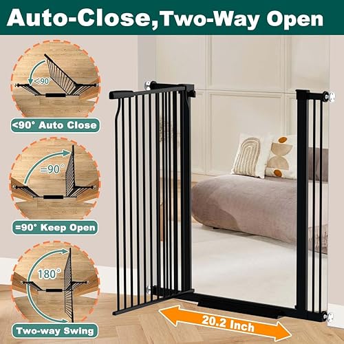 Miniatura 5 de Fairy Baby Puerta de bebé extra alta de 40.5 pulgadas para escaleras, puerta larga extra ancha de 65.8 a 72.2 pulgadas para mascotas, puerta de