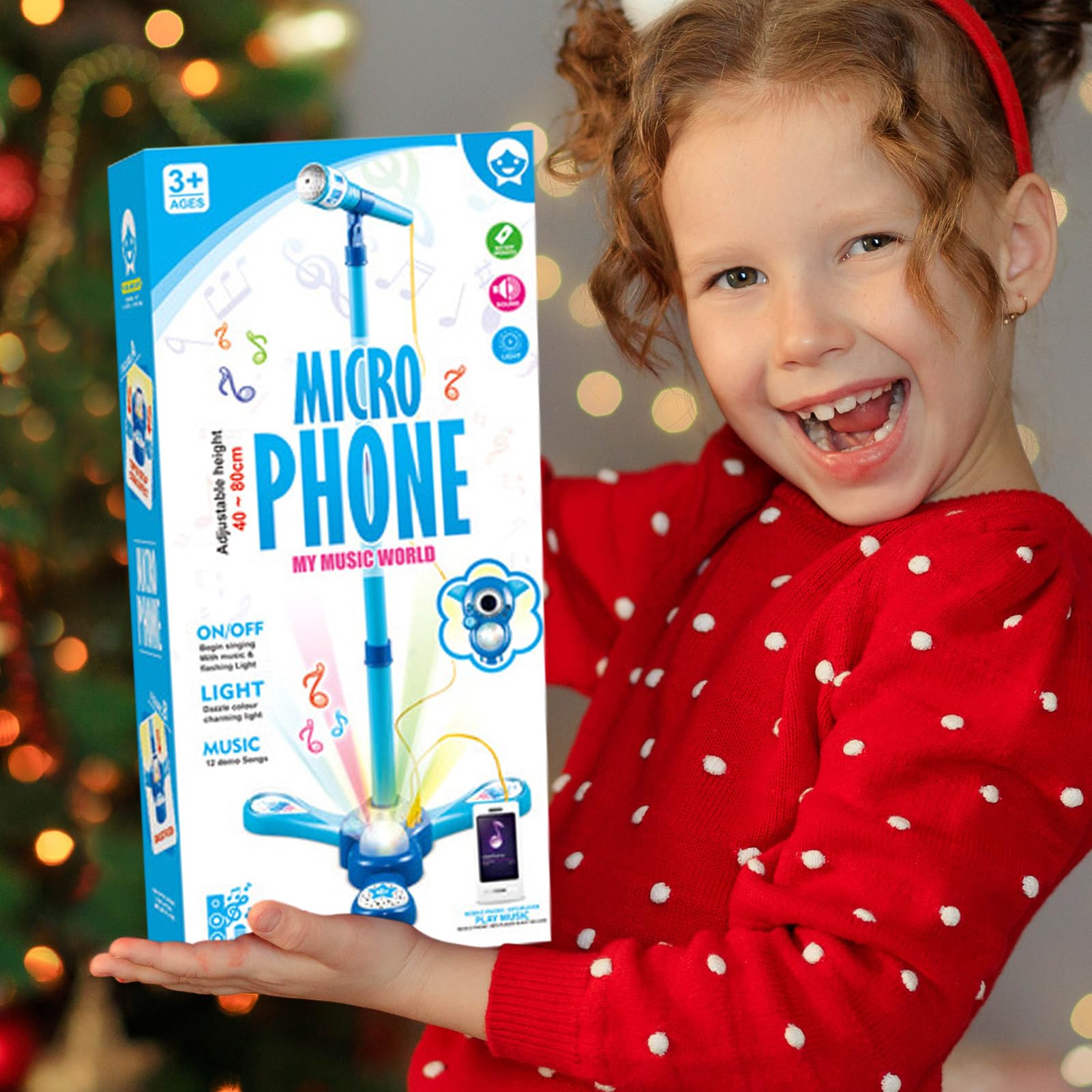 Microfono Giocattolo Per Bambini con Supporto Regolabile Giochi Musicali | Microfoni Karaoke Con Feedback Vocale Per Bambini, Ragazzi, Ragazze, Famiglia E