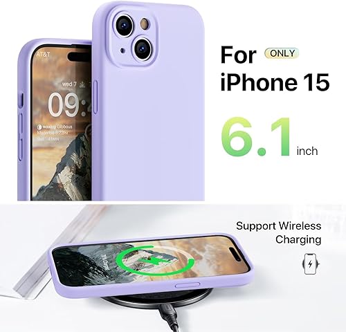 Miniatura 6 de GOODVISH Funda compatible con iPhone 15, funda de silicona mejorada protección mejorada de la cámara con 2 protectores de pantalla, forro interior