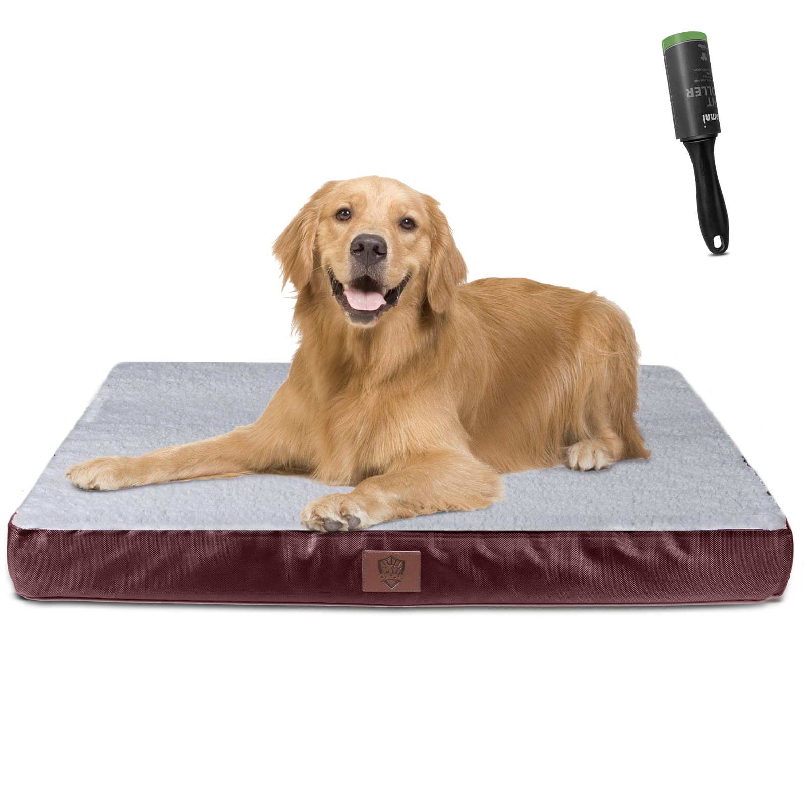 Kphico Orthopedic Large Dog Bed for Small, Medium, Large Dogs/Cats Up to 50-75lbs-Crate Foam Dog Bed Removable Washable Cover-Water-Resistant Pet Mat(Send 1PC Viscose Roller)