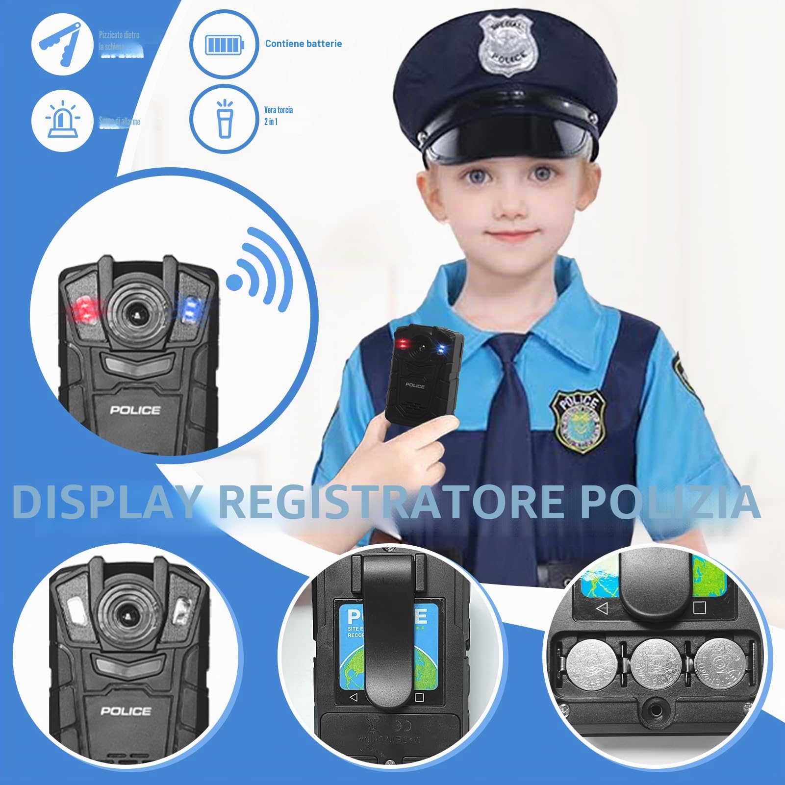 Costume da polizia per bambini e bambine, 14 pezzi, con cappello della polizia, manette, cavezza e fischietto della polizia, giocattolo della polizia per ragazze, Halloween, giocattoli per