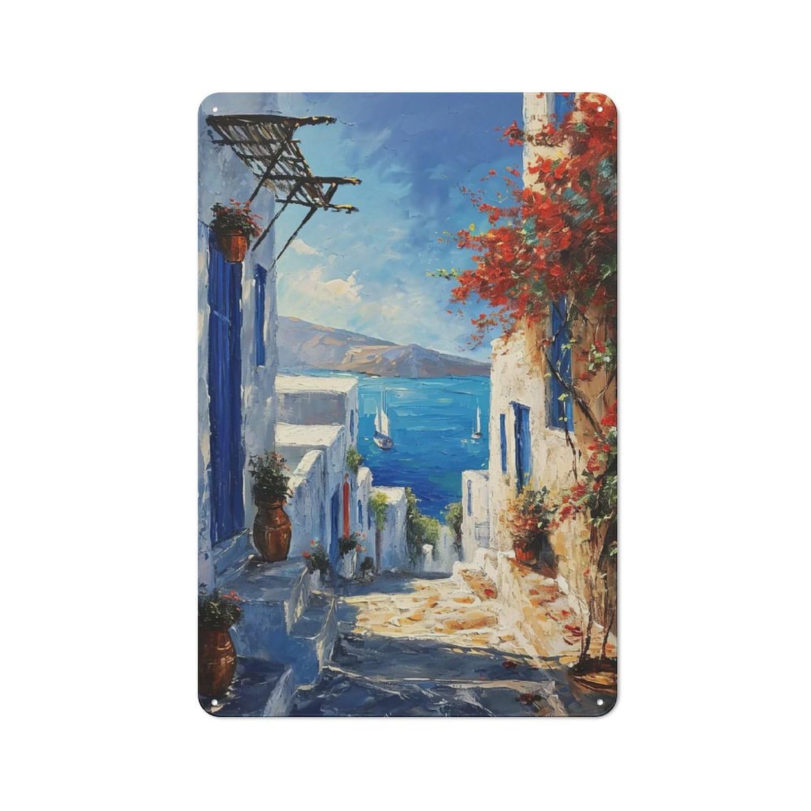 Junmoney Style-15 Tin Sign 30X20cm With Seaside Blue Haven For Workshop Wall, Retro Decor, For Metal Sign Collectors, For Cafés, Pubs And Restaurants