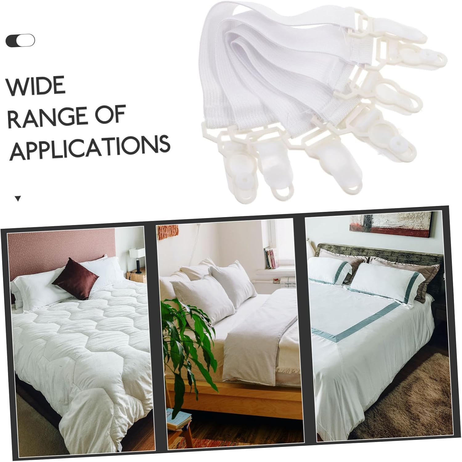 16pcs Adjustable Bed Sheet Clips Elastic Fasteners for Sheet Holders Mattress Topper Straps