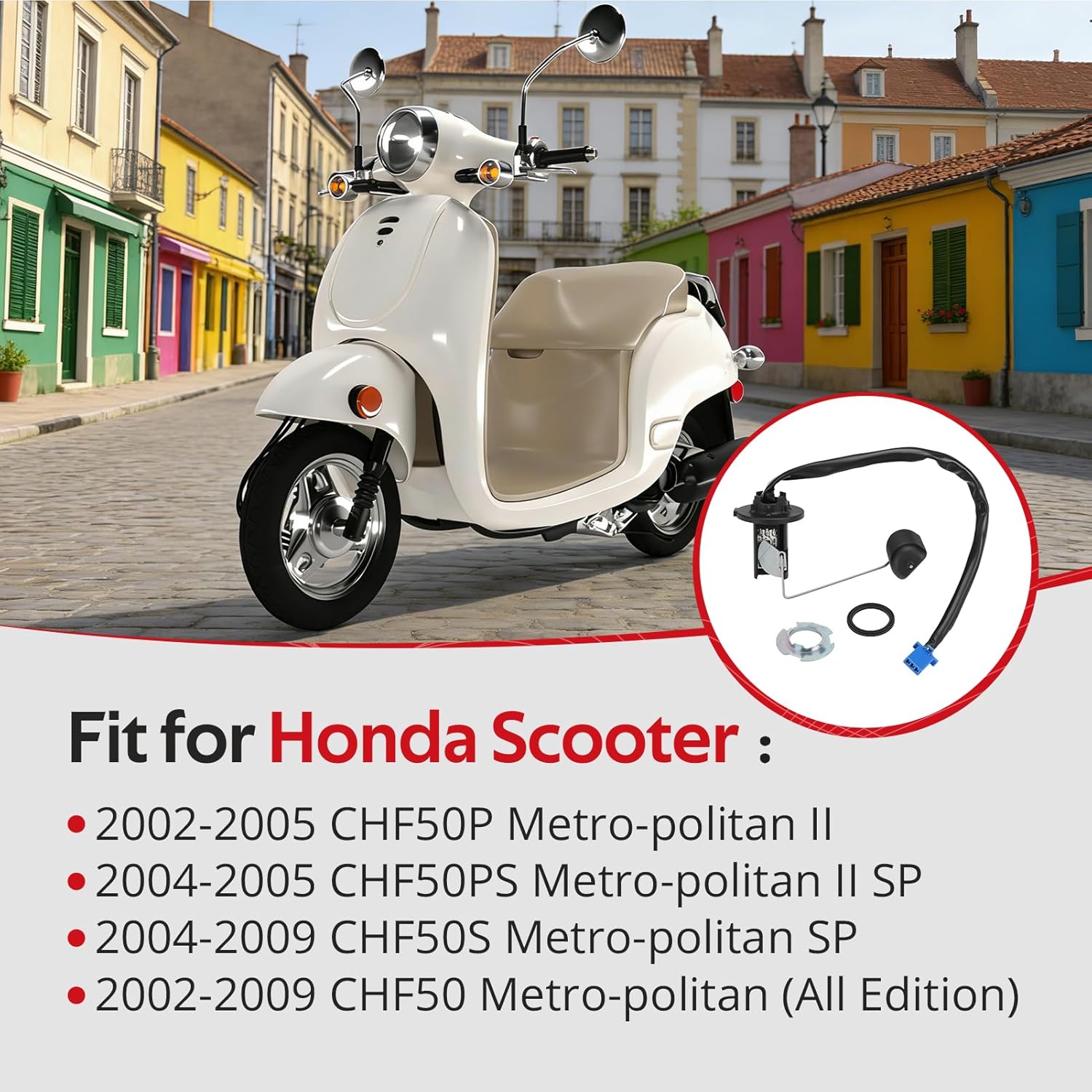 JAVIK Fuel Tank Sensding Unit & Retainer for Honda CHF50 CHF50P CHF50PS CHF50S Metropolitan 2002-2009 O.E.M# 37800-GET-003