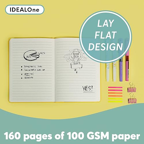 Miniatura 4 de Paquete de 5 cuadernos negros con tapa dura  trabajo, hogar, escuela, 5.7 x 8 pulgadas, 0.276 in de ancho con rayas universitarias, 160 páginas,