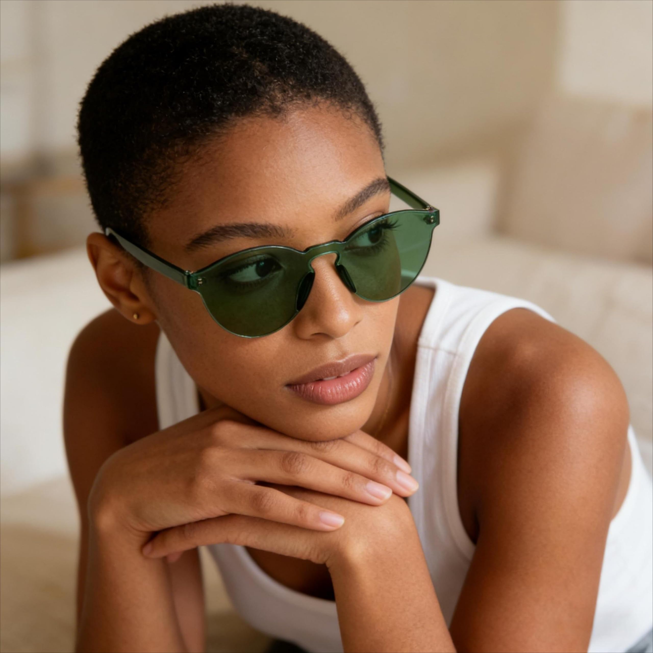 randlose Sonnenbrille, übergroß, farbig, transparent, runde Brillen, Retro-Brille für Damen und Herren